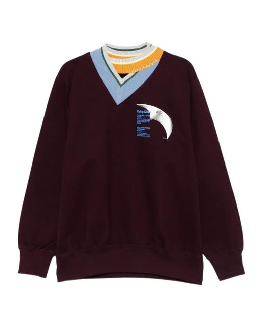 Kolor Purple V-Neck Graphic-Print Sweatshirt for men