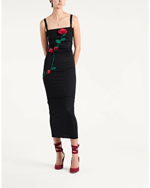 Dolce & Gabbana Black Sleeveless Square Neck Slim-Fit Dress