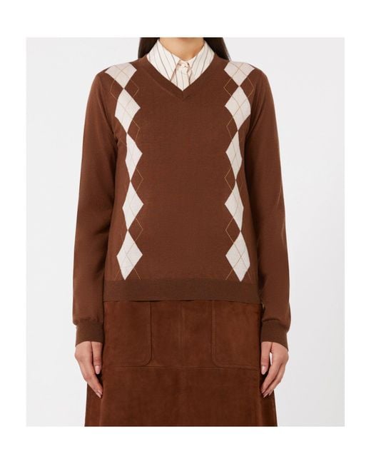 Max Mara Brown Studio Mstdentice Crewneck Knitted Jumper