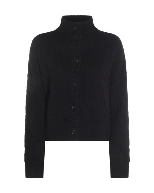 Max Mara Black Afelio High Neck Button-Up Cardigan