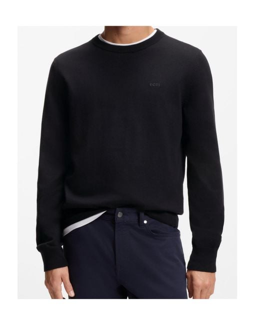 Boss Blue Logo Crew-Neck Sweatshirt for men