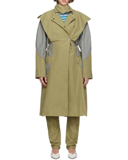 Kiko Kostadinov Green Colour-Block Double-Breasted Coat