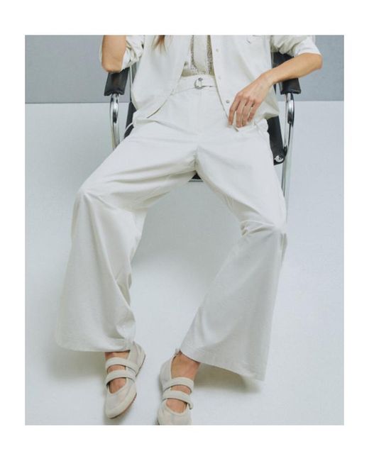 Marella White Parachute Canvas Trousers