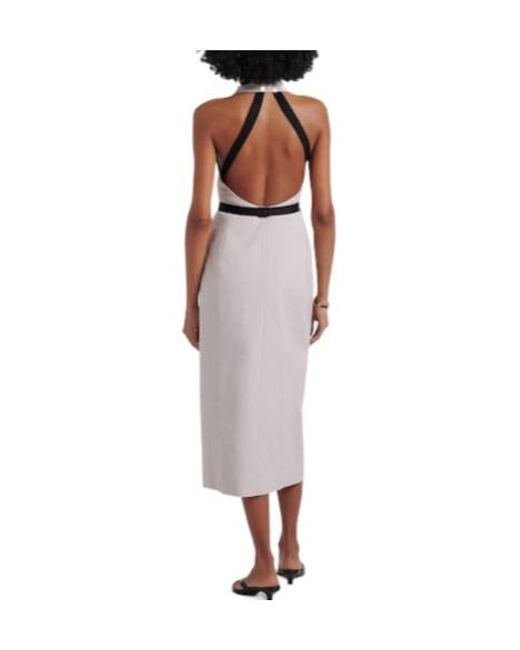 Max Mara Multicolor Wool Canvas Midi Dress