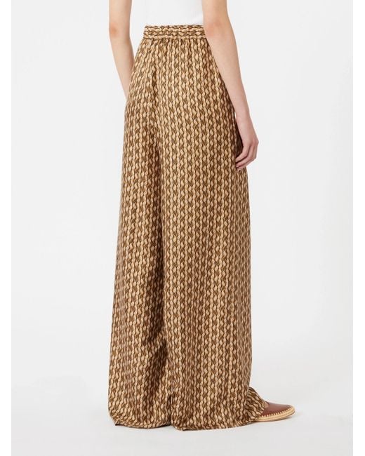 Max Mara Natural Silk Printed Drawstring Trousers