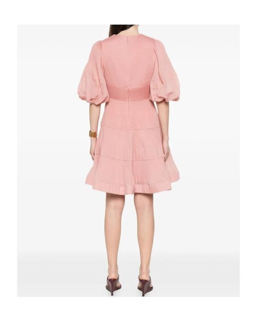 Zimmermann Pink Pleated Layered Mini Dress