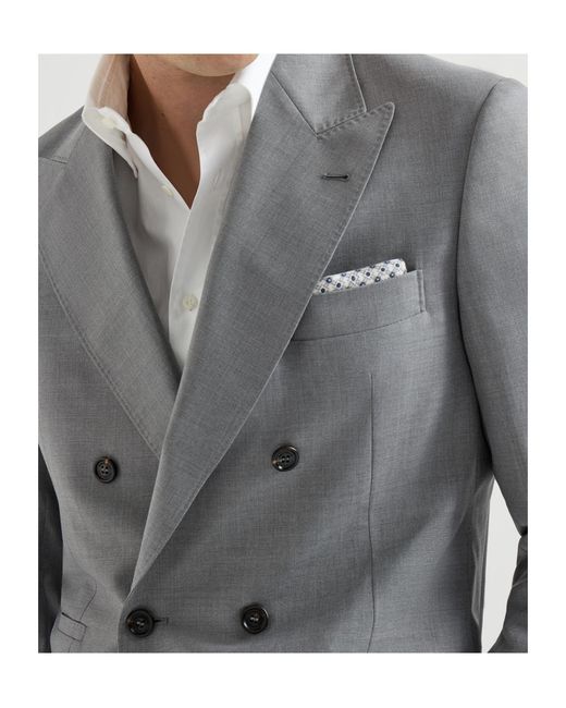 Brunello Cucinelli Blue Virgin-Wool And Silk Lightweight Hopsack One-And-A-Half Breasted Blazer for men