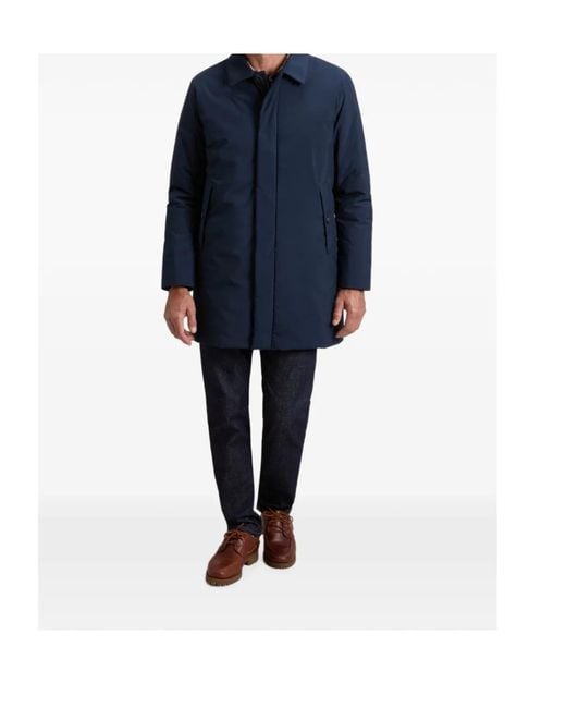 Woolrich Blue Cloud Lamar Single-Breasted Coat for men