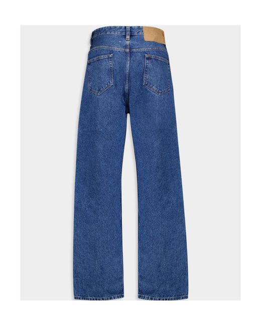 MM6 by Maison Margiela Blue Logo-Patch Panelled Straight-Leg Jeans