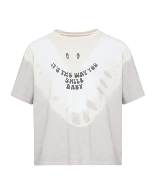 MM6 by Maison Margiela White Printed Crewneck T-Shirt for men