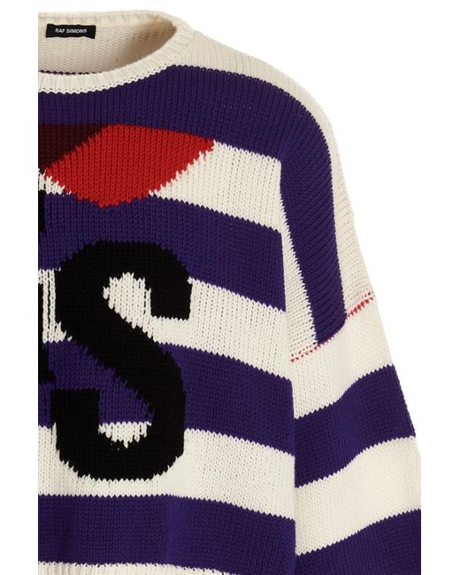 Raf Simons Blue Striped Knitted Wool Coat for men