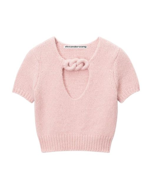 Alexander Wang Pink Short-Sleeved Knitted Pullover
