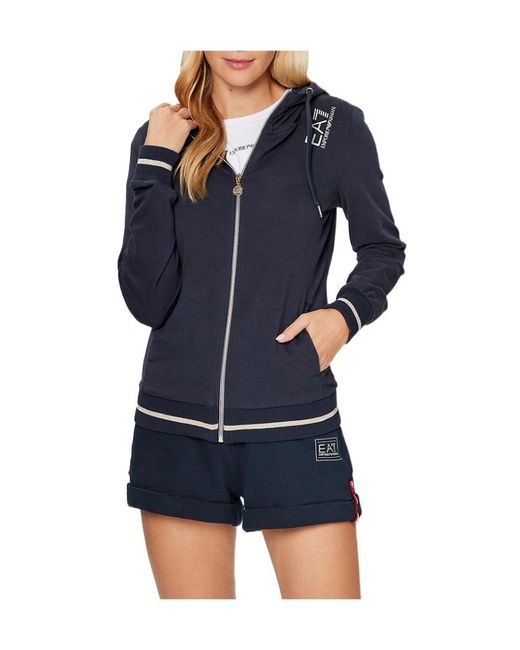 EA7 Blue Core Lady Zip-Up Hoodie