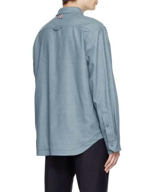 Thom Browne Blue 4-Bar Shirt Jacket for men