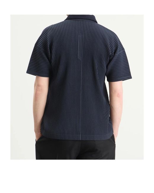 Homme Plissé Issey Miyake Blue Homme Plissé Issey Miyake Pleated Polo Shirt for men