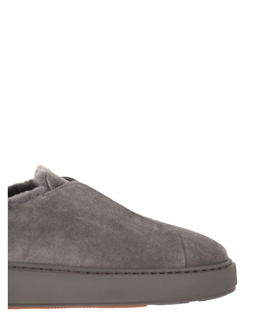 Santoni Gray Victory Slip-On Sneakers