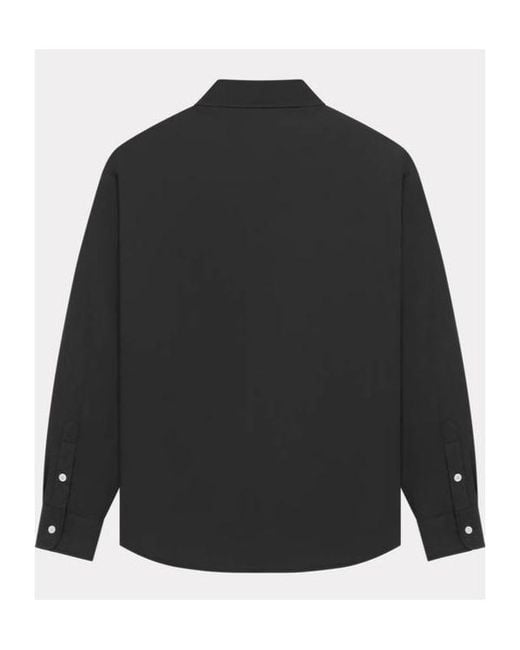 KENZO Black Logo Patch Buttoned Padded Shirt for men
