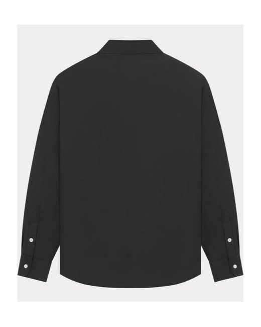KENZO Black Logo Patch Buttoned Padded Shirt for men