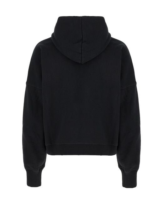 McQueen Black Skull Detailed Distressed Hoodie for men