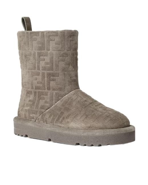 Fendi Brown Apres Chic Monogram Embossed Boots