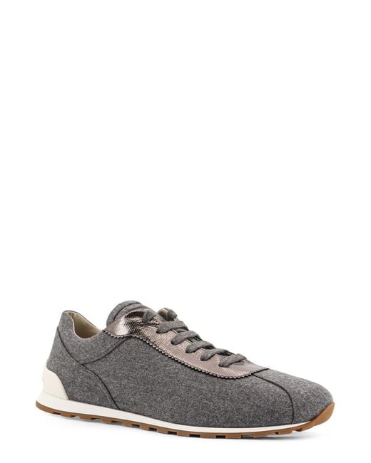 Brunello Cucinelli Gray Lace-Up Low-Top Sneakers