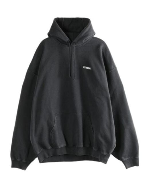 Vetements Black Logo Detailed Drawstring Hoodie for men