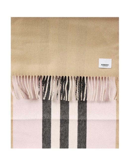 Burberry White Striped Fringed Scarf for men