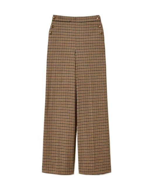 Twinset Brown Checked Wide-Leg Pants