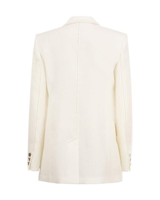 Max Mara White Double-Breasted Button Blazer