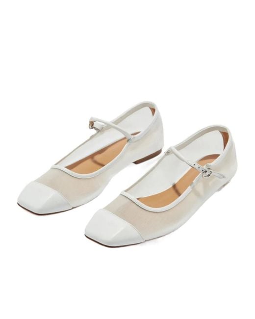 Aeyde White Uma Mesh Ballerina Flats