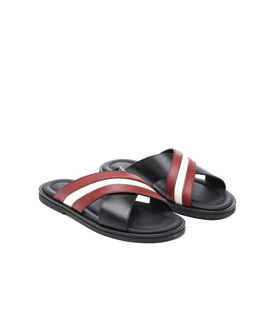 Bally Brown Striped Slippers for men