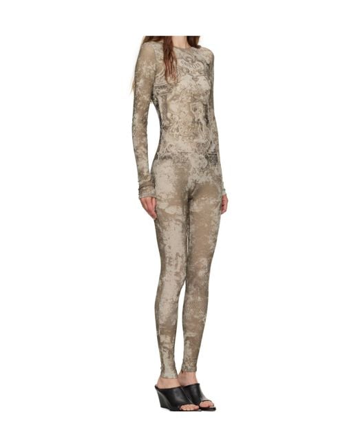 Jean Paul Gaultier Natural Médaillon Mesh Jumpsuit