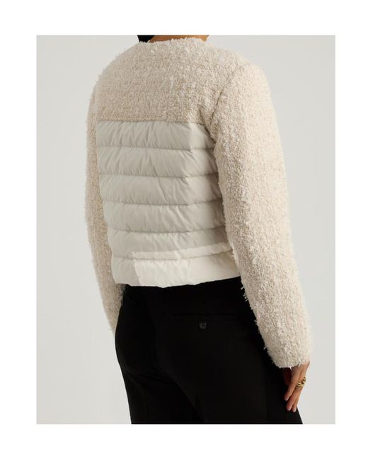 Moncler Natural Dauphin Logo Tweed And Shell Jacket