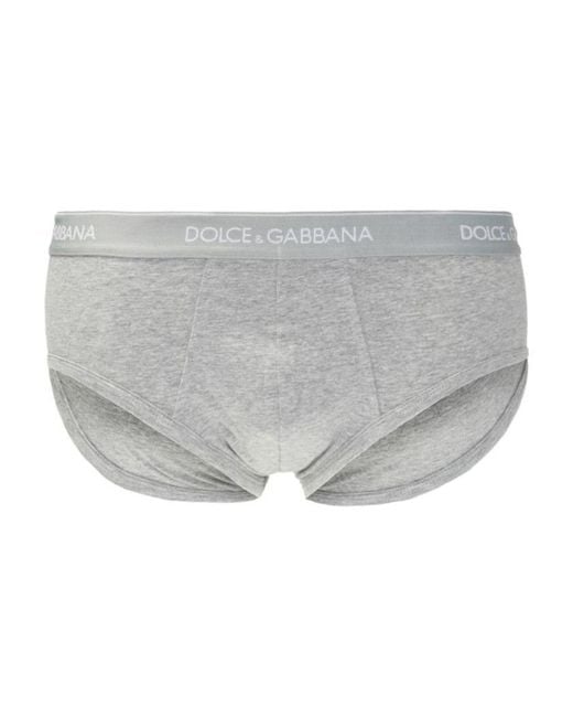 Dolce & Gabbana Gray 2-Pack Logo Band Briefs for men