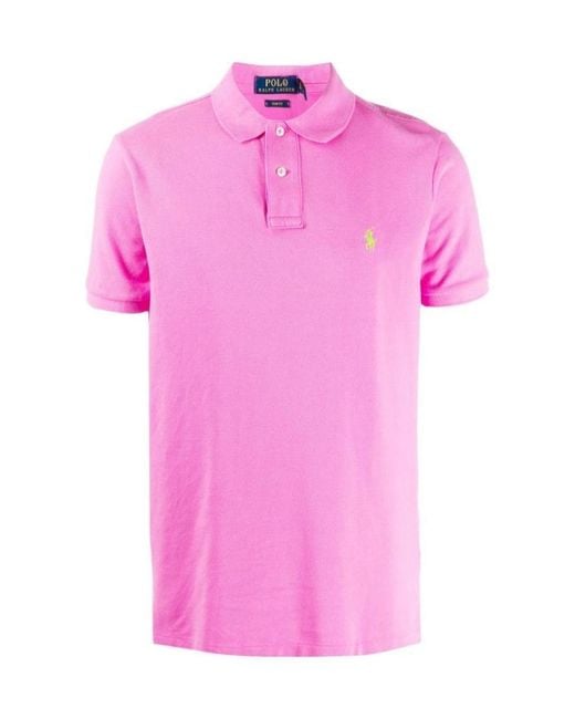 Polo Ralph Lauren Pink Logo Embroidered Short-Sleeved Polo Shirt for men