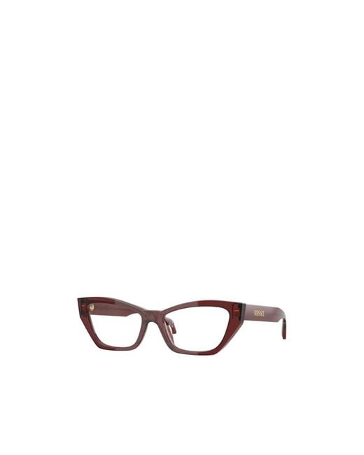 Versace White Eyewear Logo Print Cat-Eye Frame Glasses