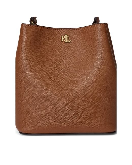 Ralph Lauren Brown Leather Mini Bucket Handbag
