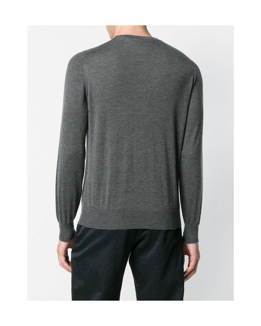 Brunello Cucinelli Gray Crewneck Knitted Jumper for men
