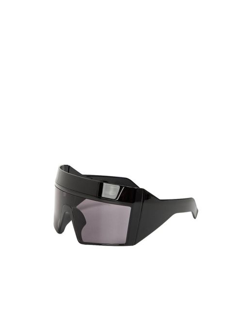 Rick Owens Black Shield-Shaped Sunglasses for men