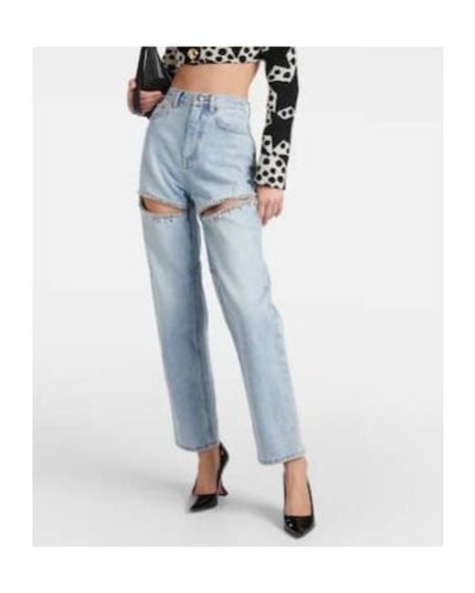 Area Blue Crystal-Embellished Straight Jeans