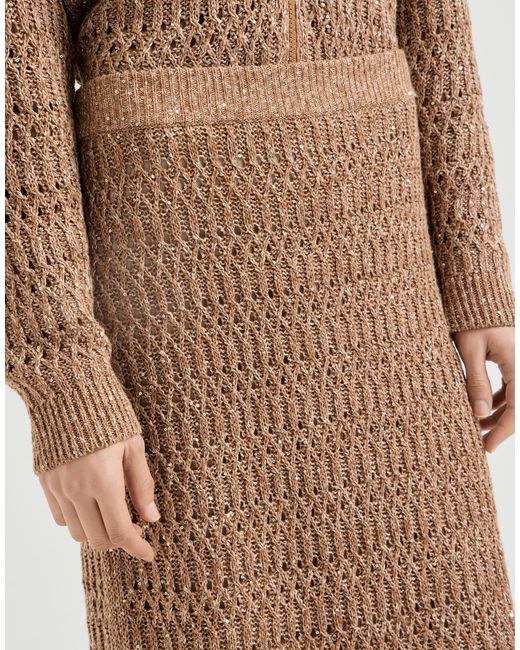 Brunello Cucinelli Natural Dazzling-Braids Maxi Skirt