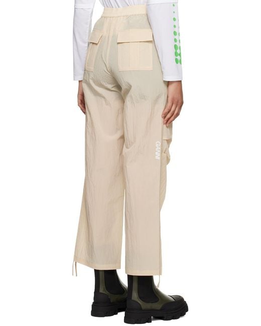 Ganni Natural Light Tech Drawstring Pants