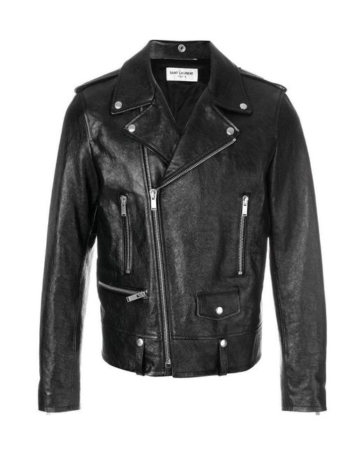 Saint Laurent Black Long-Sleeved Biker Jacket for men