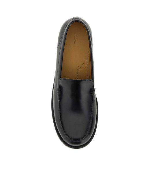 A.P.C. Black Logo Embossed Loafers for men
