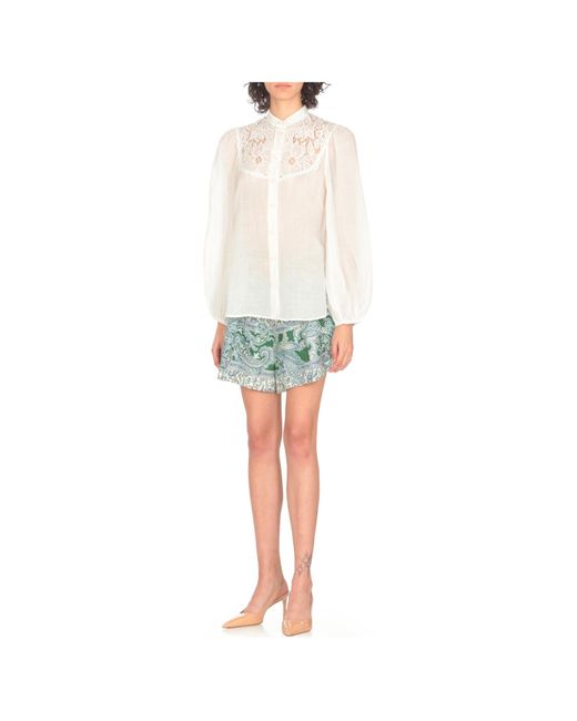 Zimmermann White Floral-Embroidered Ramie Shirt