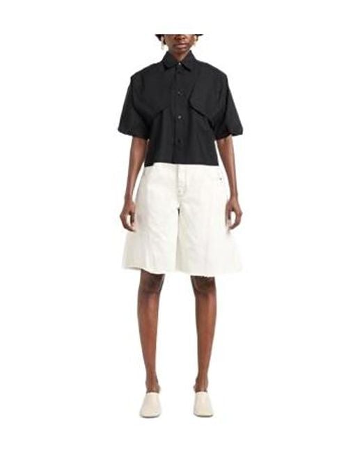 MM6 by Maison Margiela Black Plain Colour Shirts