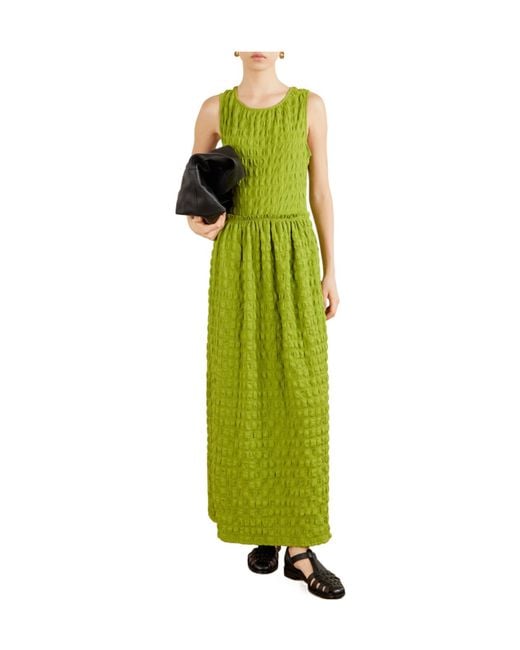 Proenza Schouler Green Shirred Jersey Midi Dress