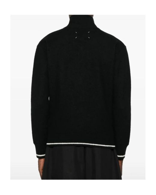 Maison Margiela Black Long Sleeve High-Neck Cardigan for men