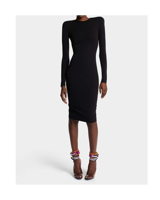 DSquared² Black Long-Sleeve Midi Dress
