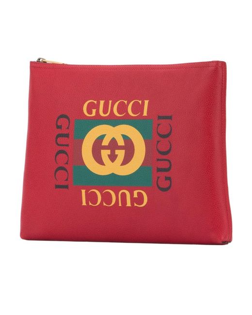 Gucci Red Medium Logo Printed Handbag for men
